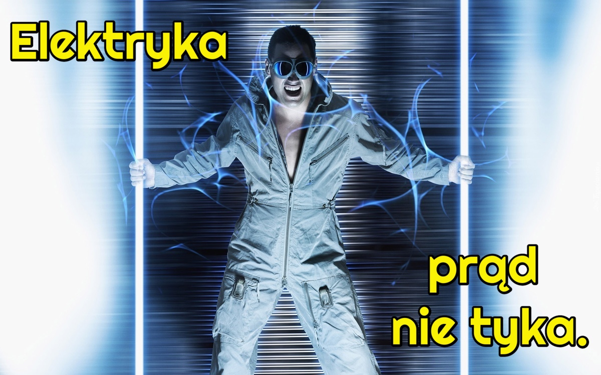 Śmieszny elektryk z prądem